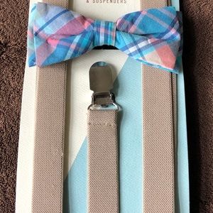 Cute Clip-On Bow Tie & Suspenders